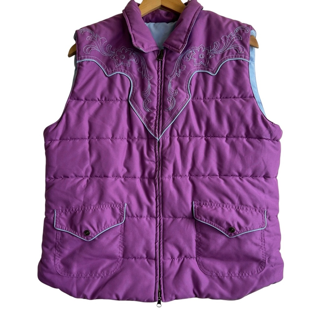 Roper Womens Size XL Western Purple Reversible Puffer Vest